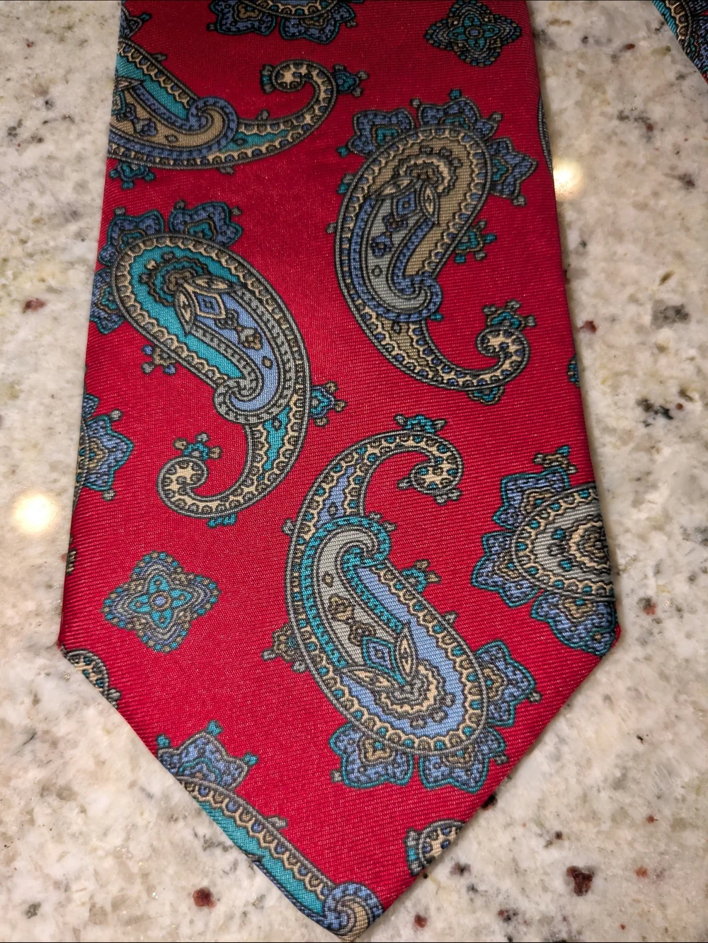 Vintage Christian Dior 100% Silk Red Paisley Neck Tie Made in USA Woven Italy
